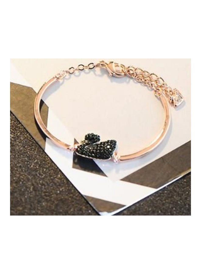 NIBEMINENT Women's Swan Bracelet With Black Crystals