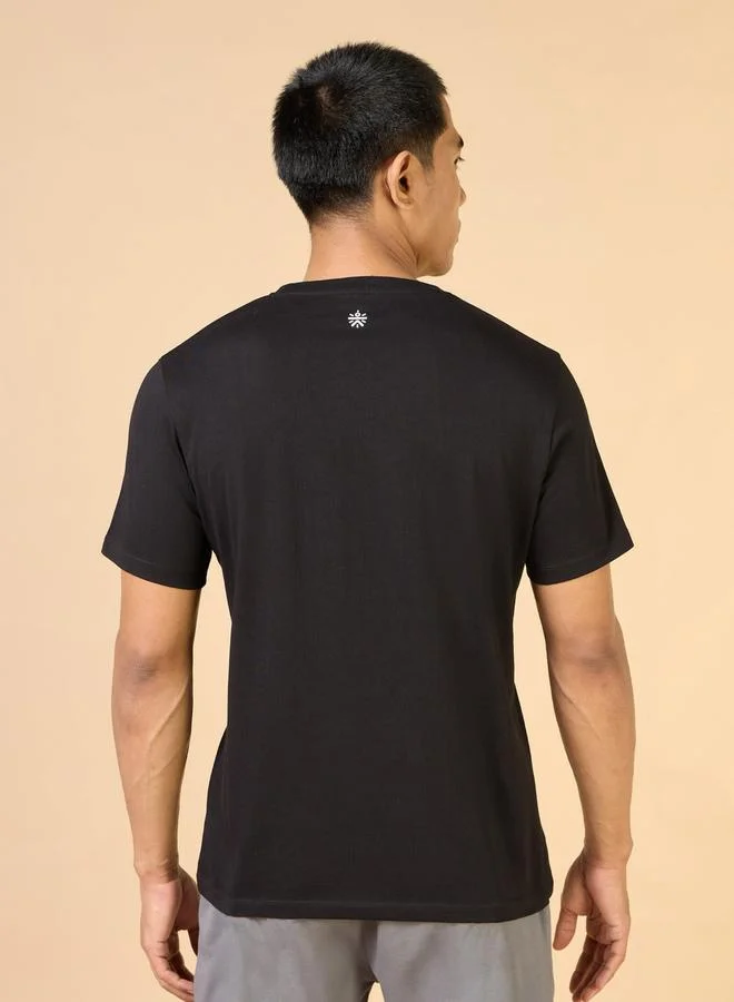 Cult Men Black Typography Print Short Sleeve T-Shirt