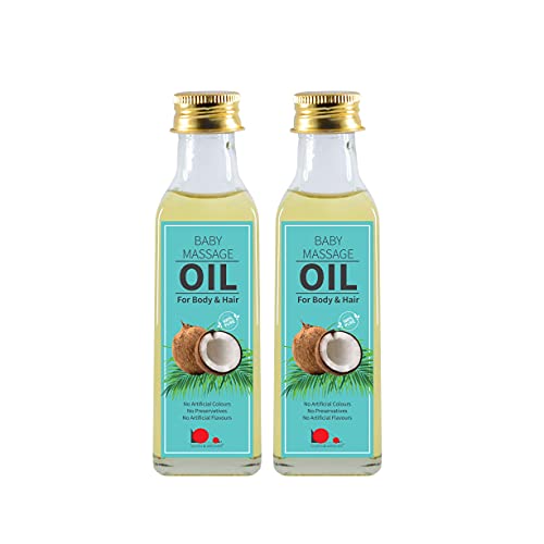 looms & weaves - Baby Massage Oil (for Hair and Body) - 200ML (2 x 100ML Glass Bottle) - Image 2