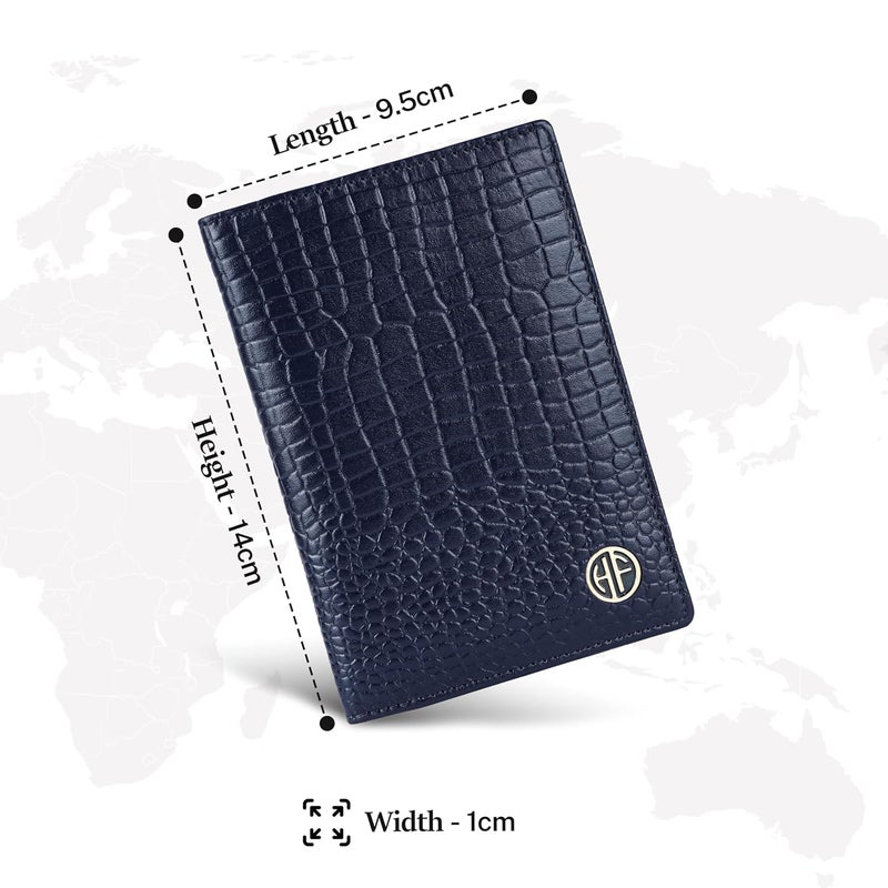 HAMMONDS FLYCATCHER Genuine Leather Passport Cover for Men, Passport Cover for Women, RFID Passport Holder for Men Travel Accessories for Men, Passport Bag for Men, 3 ATM Card Slots - Croc Blue - Image 5