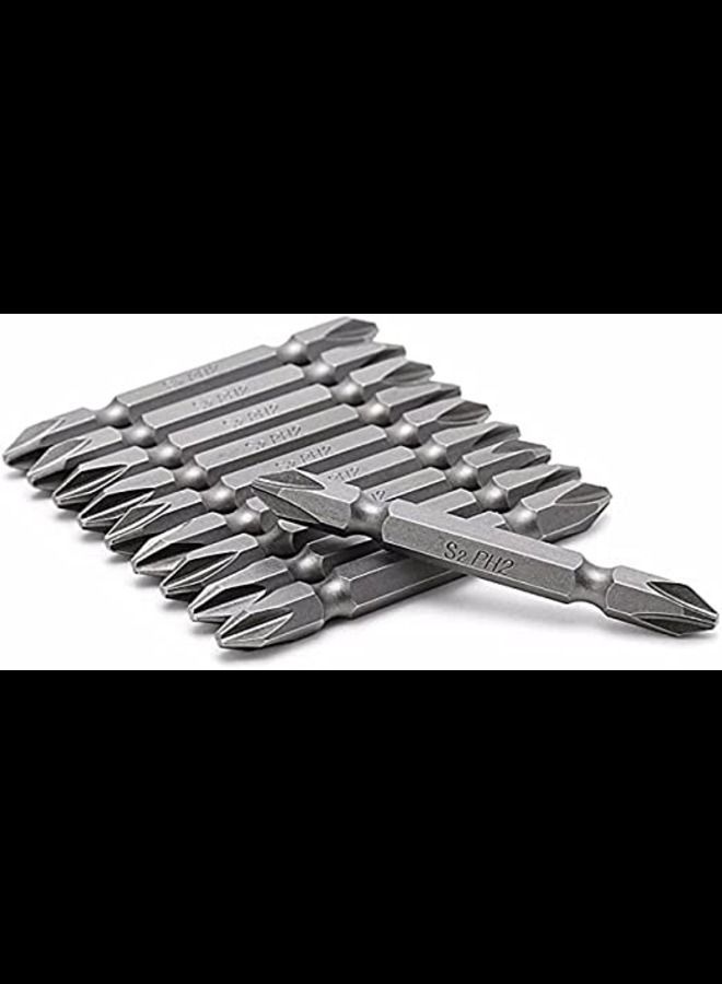 ABBASALI Double End Screwdriver Bits Philips Ph2 Magnetic Phillips Power Bit Hex Shank S2 High Alloy Steel Electroplate  - Image 1