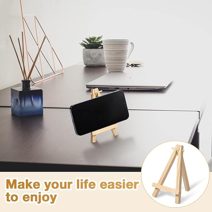 KRYTONE .Fx® 5 Inch 5Pcs Mini Wood Display Easel Artist Small Wooden Easel Stand Art Craft Painting Triangle Easel Canvas Holder Mini Easels Pack Tabletop Stand for Card Artist Photos Phone Wedding - Image 5