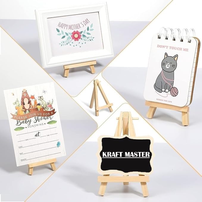 KRYTONE .Fx® 5 Inch 5Pcs Mini Wood Display Easel Artist Small Wooden Easel Stand Art Craft Painting Triangle Easel Canvas Holder Mini Easels Pack Tabletop Stand for Card Artist Photos Phone Wedding - Image 4