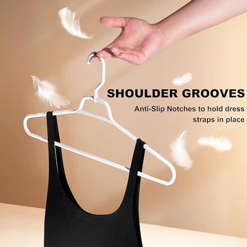 Quality Hangers Heavy Duty White Plastic Hangers 40-Pack with Swivel Hook | 7mm Thick Non Slip Coat Hangers with Accessory Bar | Ideal Clothes Hangers Plastic for Everyday Use | 17 Inches (40, White) - Image 3