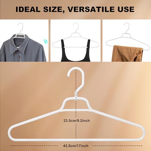 Quality Hangers Heavy Duty White Plastic Hangers 40-Pack with Swivel Hook | 7mm Thick Non Slip Coat Hangers with Accessory Bar | Ideal Clothes Hangers Plastic for Everyday Use | 17 Inches (40, White) - Image 5