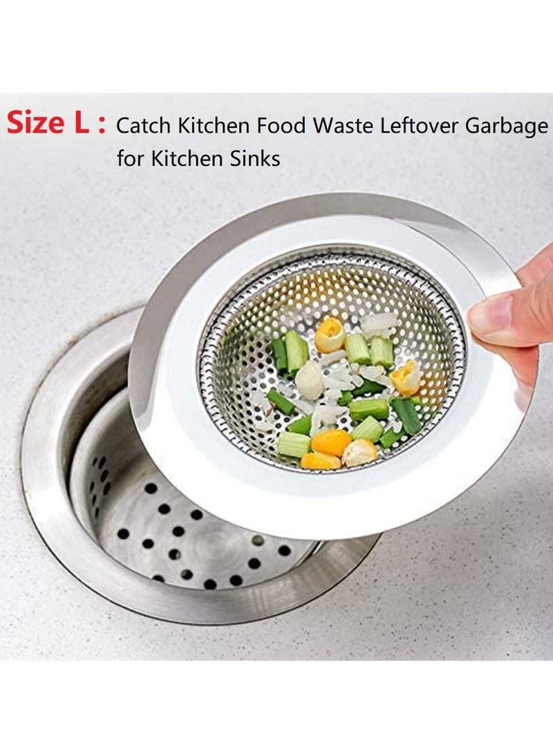 3 Pack Heavy Duty Stainless Steel Kitchen Sink Drain Strainer, Bathroom Hair Catcher Shower Drain Cover, Sink Tub Drain Stopper, Wash Basin Floor Drain, 2.8 to 4.5 Inch Diameter Rim  - Image 3