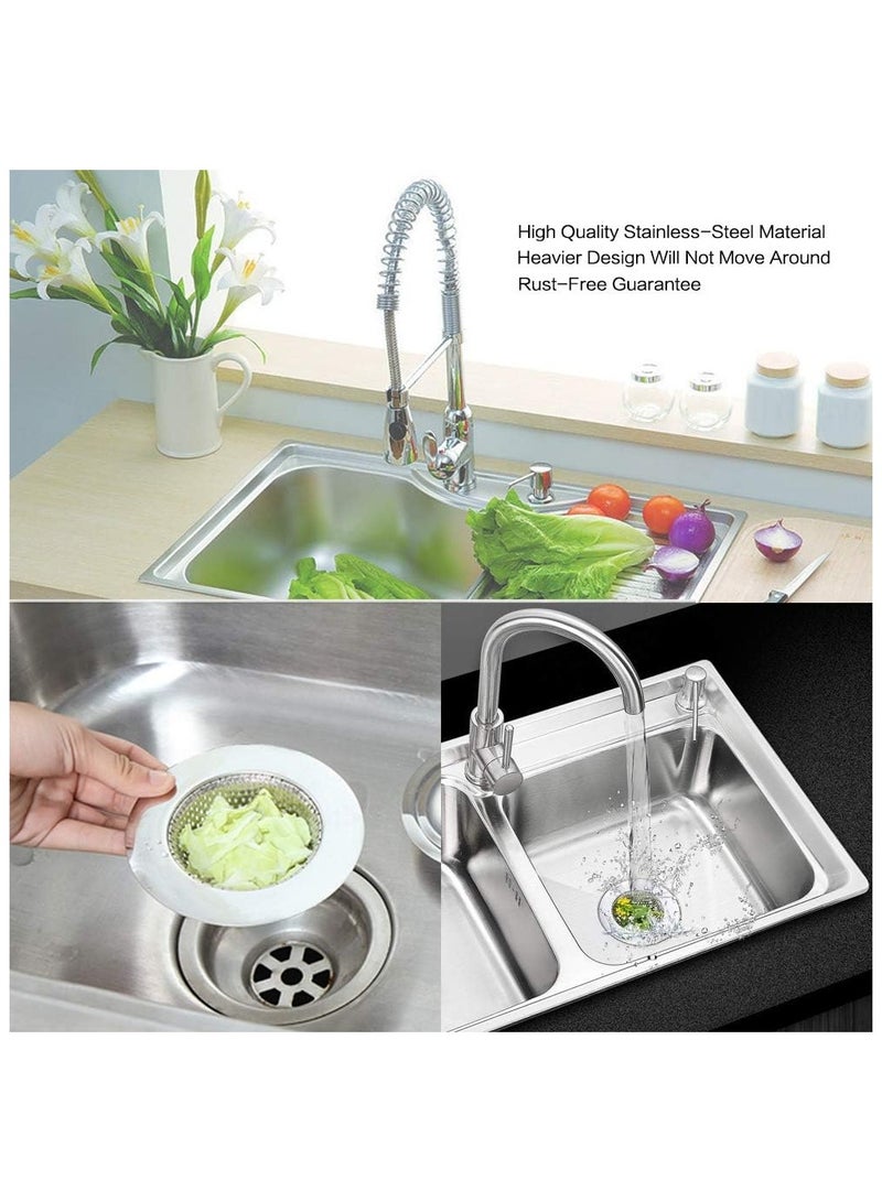 3 Pack Heavy Duty Stainless Steel Kitchen Sink Drain Strainer, Bathroom Hair Catcher Shower Drain Cover, Sink Tub Drain Stopper, Wash Basin Floor Drain, 2.8 to 4.5 Inch Diameter Rim  - Image 4