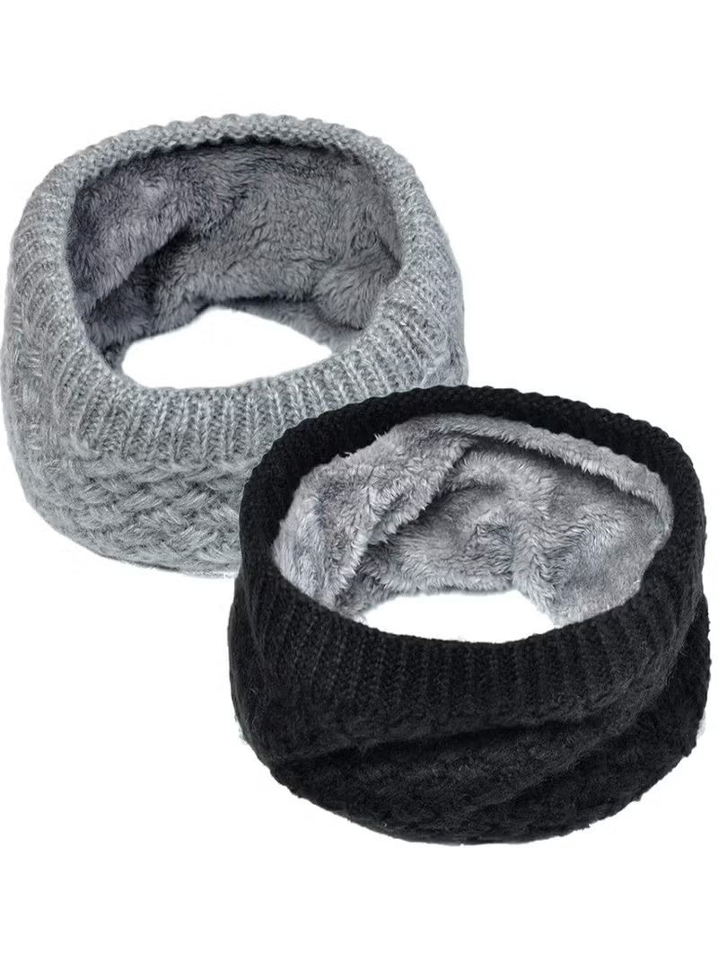 قطعتان من وشاح الرقبة الصوفي للجنسين، وشاح دائري مزدوج الطبقات، مقاوم للرياح، وشاح شتوي لا متناهي - Image 2