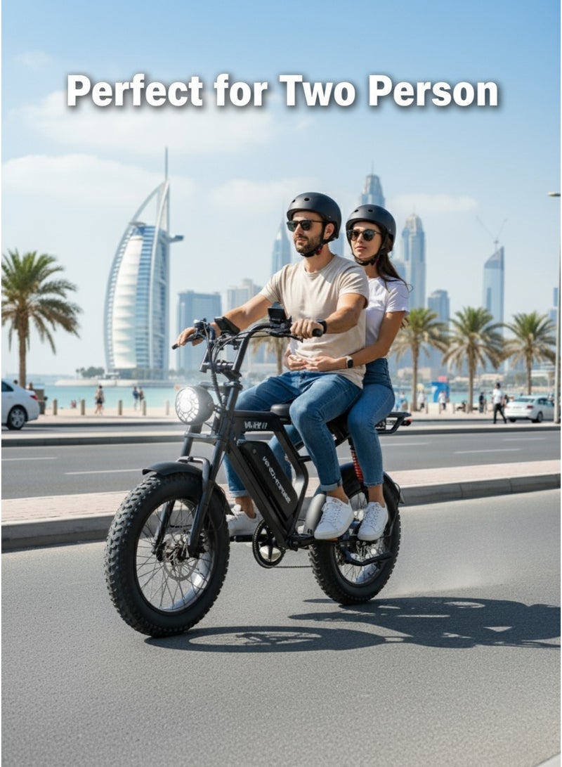Wind Horse V8 PRO Electric Bike – 750W Gear Hub Motor, 48V 16.6AH Battery, 50KM/H Speed, 45KM Range, 20-Inch Fat Tires, Dual Suspension, Shimano 7-Speed, Carbon Alloy Frame, Dual Disc Brakes - Image 2