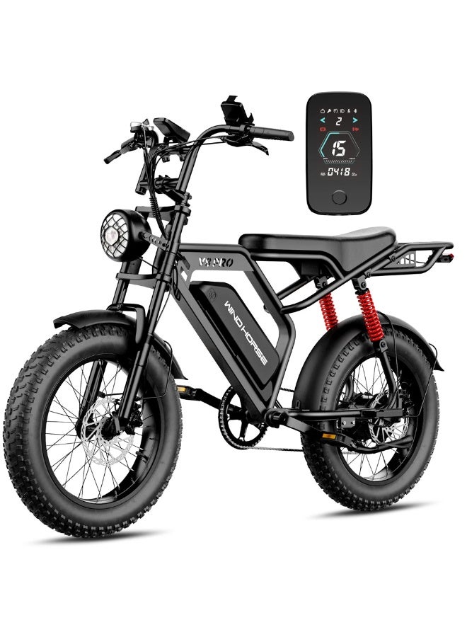 Wind Horse V8 PRO Electric Bike – 750W Gear Hub Motor, 48V 16.6AH Battery, 50KM/H Speed, 45KM Range, 20-Inch Fat Tires, Dual Suspension, Shimano 7-Speed, Carbon Alloy Frame, Dual Disc Brakes - Image 5