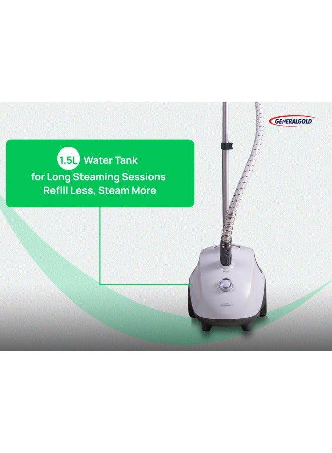 جينيرال جولد مكواة بخار عامة للملابس للاستخدام المنزلي، 1800 وات، بخار للأقمشة بخزان ماء سعة 1.5 لتر، مكواة عمودية احترافية للحرير، القطن، والكتان، بخار مستمر لإزالة التجاعيد - Image 3