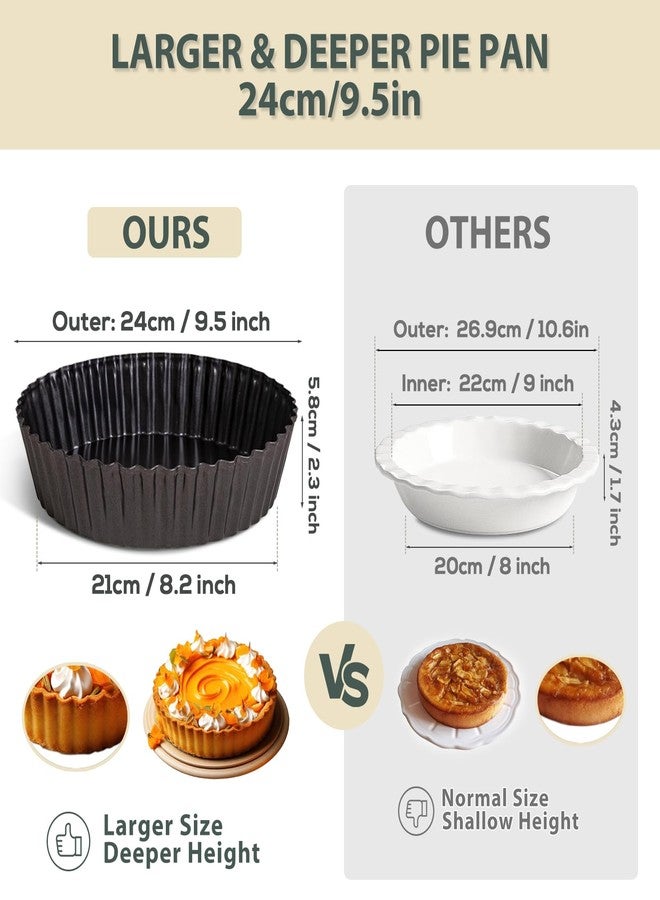 Vnray 2 Pack 9.5 inches Pie Pan with Removable Bottom for Baking, Deep Quiche Tart Pan Non Stick for Oven, Fluted Pie Dish Plate Tin for Apple, Pot Pies, Cheesecakes and Desserts - Image 2