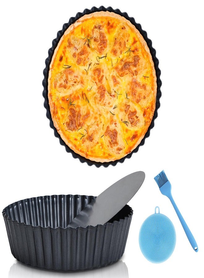 Vnray 2 Pack 9.5 inches Pie Pan with Removable Bottom for Baking, Deep Quiche Tart Pan Non Stick for Oven, Fluted Pie Dish Plate Tin for Apple, Pot Pies, Cheesecakes and Desserts - Image 1