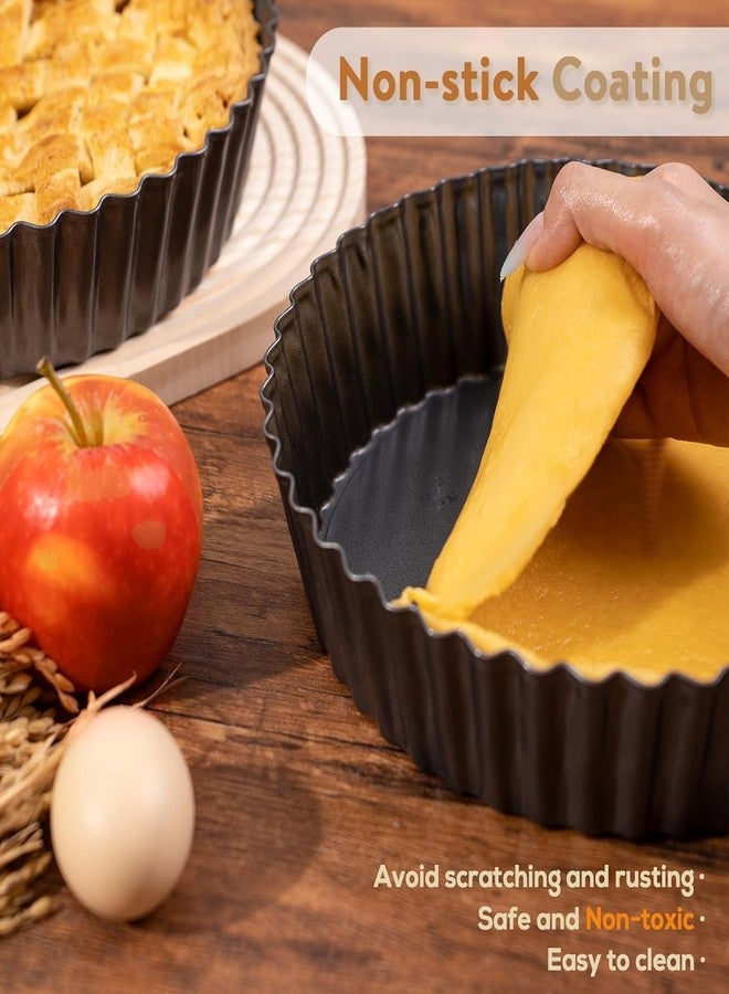 Vnray 2 Pack 9.5 inches Pie Pan with Removable Bottom for Baking, Deep Quiche Tart Pan Non Stick for Oven, Fluted Pie Dish Plate Tin for Apple, Pot Pies, Cheesecakes and Desserts - Image 4