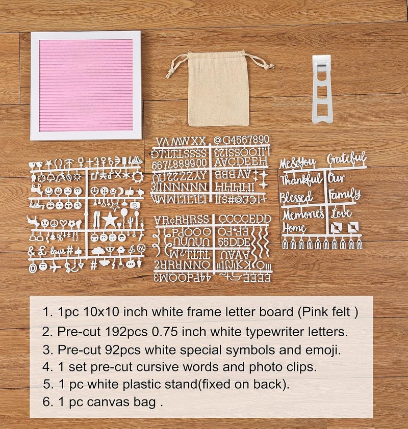 G GAMIT Letter Board Sign White Frame 10x10 - Felt Letter Board Baby Announcement Board with Typewriter Letters, White Letter Board Sign Board&Message Board with Stand and Canvas Bag. - Image 5