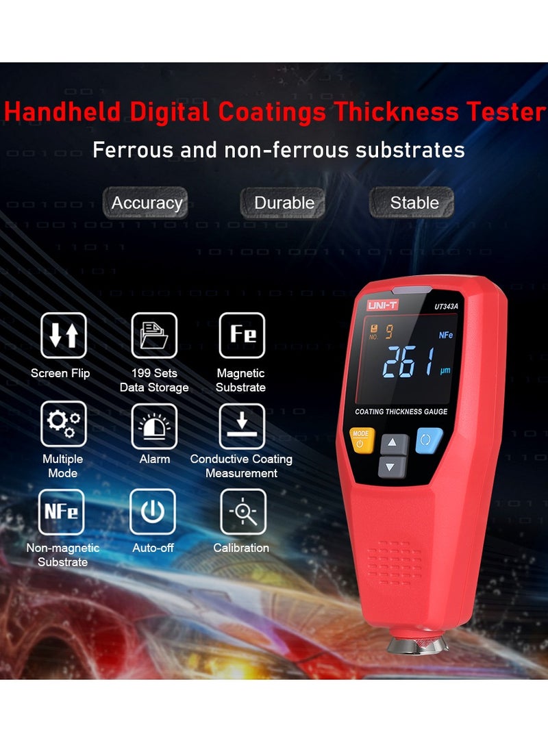 UNI-T Dual Purpose Paint Coating Thickness Gauge for Ferrous Substrate / Non-Ferrous Substrate Measurement Handheld Digital Coatings Thickness Tester - Image 5