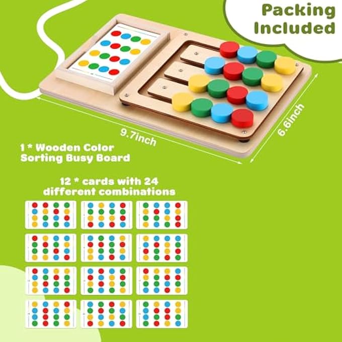 MONTESSORI COLOR MATCHING SLIDE PUZZLE - BRAIN TEASER LOGIC GAME FOR KIDS AGES 3-8, EDUCATIONAL TRAVEL TOYS WITH 24 CHALLENGE CARDS, WOODEN BRAIN TEASERS FOR BOYS & GIRLS - Image 5