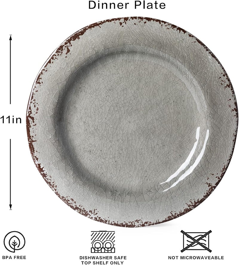 LEHAHA طقم أطباق عشاء ملامين 6 قطع 11 بوصة من LEHAHA - Image 3