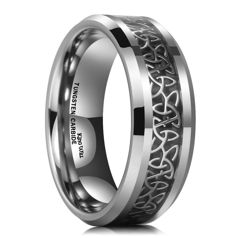 King Will Celtic Knot Tungsten Carbide Ring 8mm Wedding Band for Men Engagement Ring Comfort Fit 10.5 - Image 1