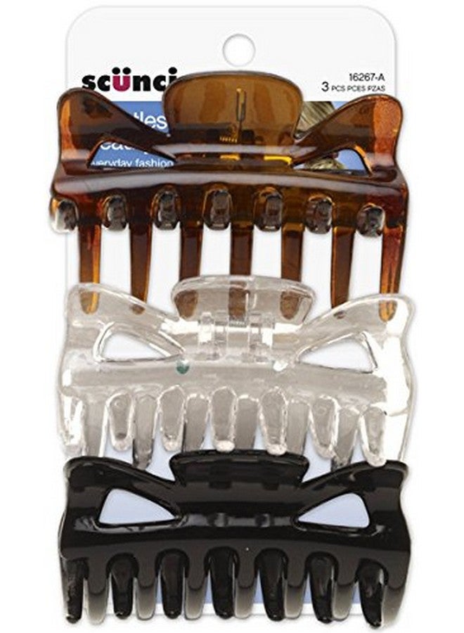 Scunci Effortless Beauty Basic Jaw Clips Assorted Colors 3Count