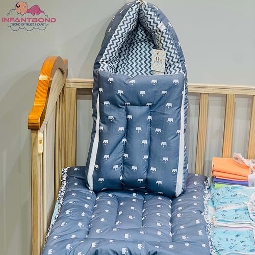 Infantbond Infantbond Baby Products All New Born Combo | Baby Combo Set for New Born | 54 in 1 Hospital Essentials Kit | Baby Essentials for Newborn (Summer Essentials)(0-6 Months)(Grey Crown) - Image 3