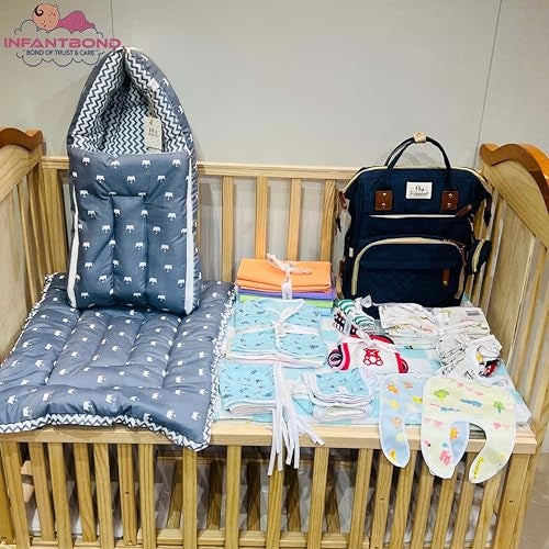 Infantbond Infantbond Baby Products All New Born Combo | Baby Combo Set for New Born | 54 in 1 Hospital Essentials Kit | Baby Essentials for Newborn (Summer Essentials)(0-6 Months)(Grey Crown) - Image 4