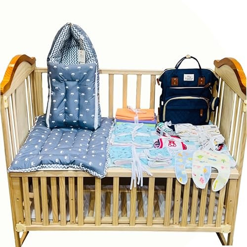 Infantbond Infantbond Baby Products All New Born Combo | Baby Combo Set for New Born | 54 in 1 Hospital Essentials Kit | Baby Essentials for Newborn (Summer Essentials)(0-6 Months)(Grey Crown) - Image 1