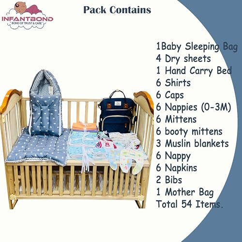 Infantbond Infantbond Baby Products All New Born Combo | Baby Combo Set for New Born | 54 in 1 Hospital Essentials Kit | Baby Essentials for Newborn (Summer Essentials)(0-6 Months)(Grey Crown) - Image 5
