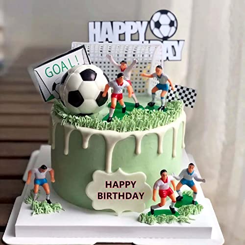 Qoadwem Soccer Cake Topper14pcs Soccer Players Toys Football Cake Topper Decorations Soccer Ball Soccer Player Cake For Soccer Party Theme DecorationsMen Boy Birthday Cupcake Topper - Image 1