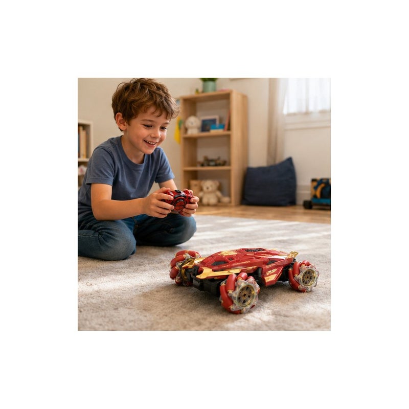 Splay Remote Control Stunt Car Toy for Kids, Red and Gold RC Vehicle with Controller - Image 3