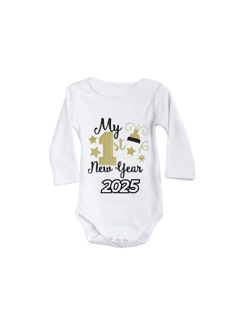 PRINTSHOP4ME My 1st New Year Baby Romper–Soft Cotton Full Sleeve Bodysuits For Newborns,Infants And Toddlers– Unisex Baby Onesies For Boys And Girls-Baby Romper For New Year - Image 1