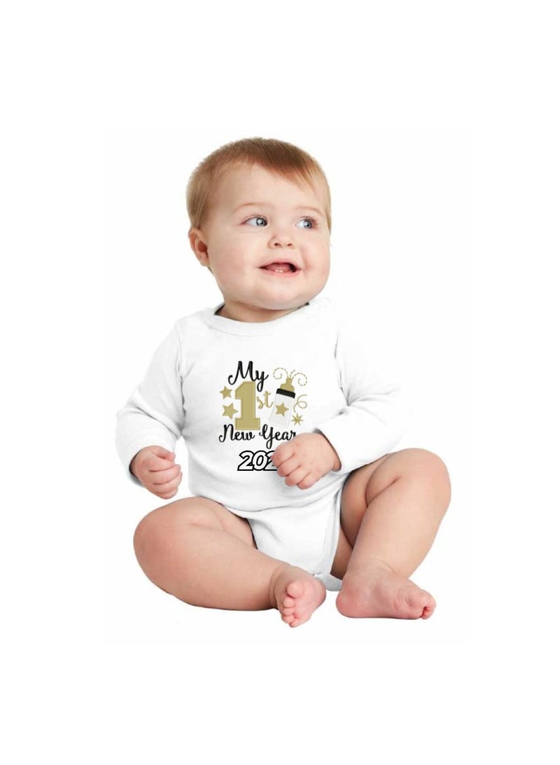 PRINTSHOP4ME My 1st New Year Baby Romper–Soft Cotton Full Sleeve Bodysuits For Newborns,Infants And Toddlers– Unisex Baby Onesies For Boys And Girls-Baby Romper For New Year - Image 2