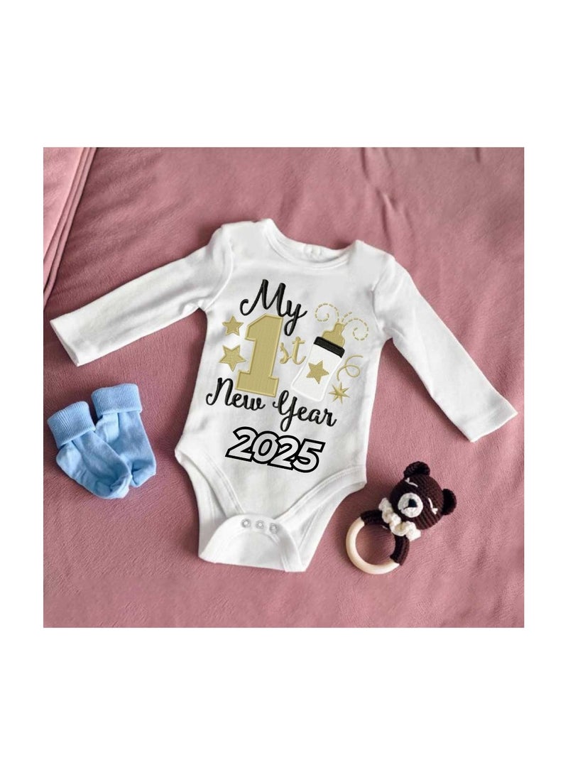 PRINTSHOP4ME My 1st New Year Baby Romper–Soft Cotton Full Sleeve Bodysuits For Newborns,Infants And Toddlers– Unisex Baby Onesies For Boys And Girls-Baby Romper For New Year - Image 3