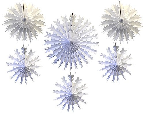 Devra Party 6Piece Tissue Paper Snowflakes White 1522 Inch - Image 1