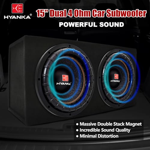 H YANKA BSP-15-4 15 Inch Subwoofer – 3000W Max Power, 3" Dual Voice Coil, 4 Ohm, Car Audio Subwoofer, Black Aluminum Basket, Paper Cone, Deep Bass for Cars - Image 2