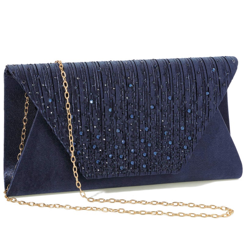 Mihawk clutches for women evening bag Envelope Handbag Party Bridal clutch purses for women wedding(Navy Blue) - Image 1