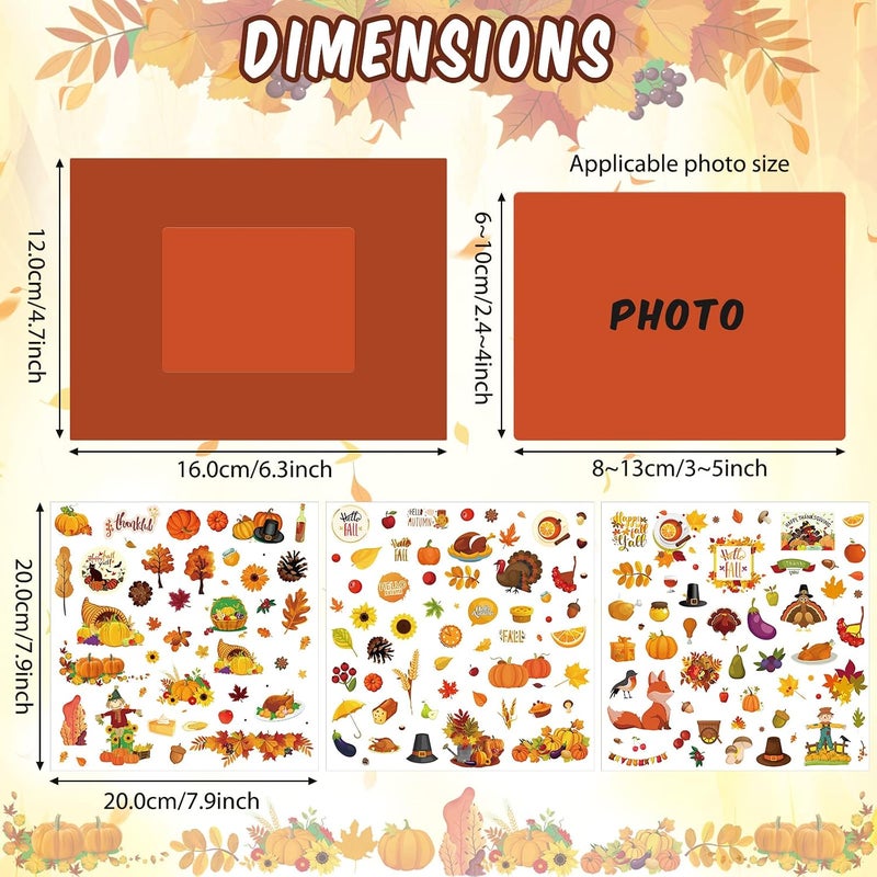 Capoda 24 Pack Fall Picture Photo Frames Craft Kit DIY Thanksgiving Photo Frame Craft Kit DIY Fall Festival Photo Frame for Kids Halloween Thanksgiving Classroom Art Activities Fall Gift Favors - Image 3