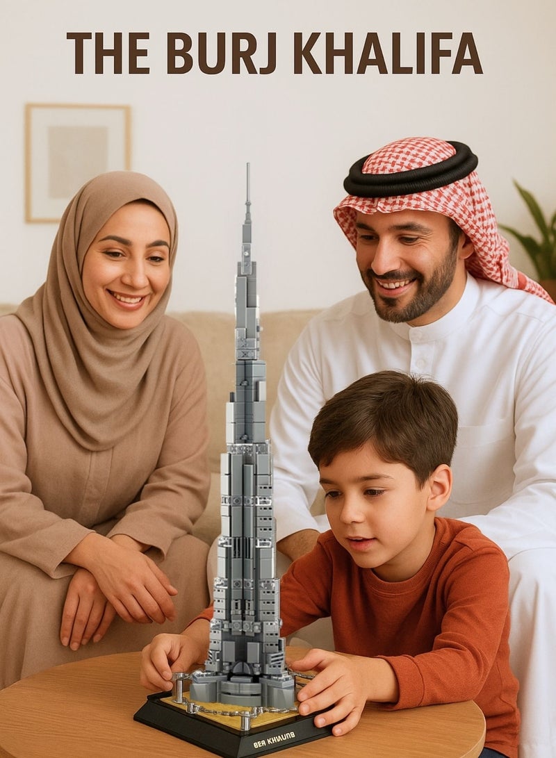 wange Burj Khalifa Building Blocks Set – 555 Pieces Dubai Architecture Model Kit, Tall Landmark Tower Toy for Adults & Kids, Collectible Display Gift - Image 2