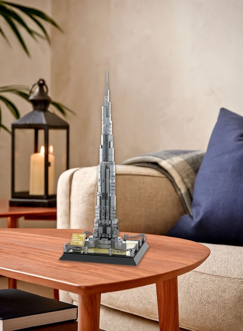 wange Burj Khalifa Building Blocks Set – 555 Pieces Dubai Architecture Model Kit, Tall Landmark Tower Toy for Adults & Kids, Collectible Display Gift - Image 4