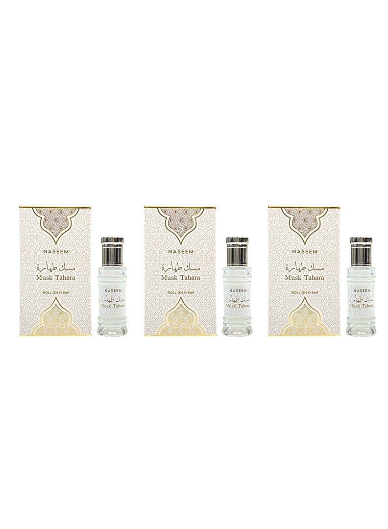 Musk Tahara White Perfume Oil Roll-On for Men & Women - 6ml (Pack of 3)