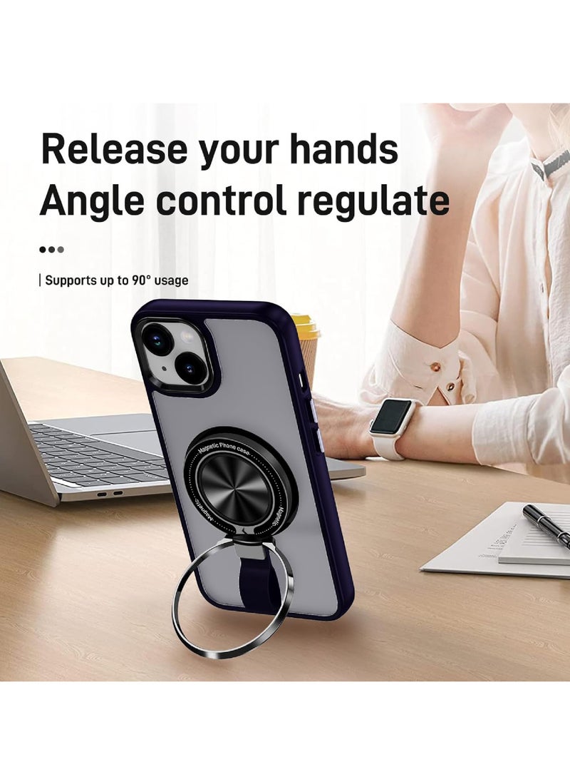 Rock Pow - For iPhone 15 Magnetic Ring Case [Compatible with MagSafe Charging] 360° Rotatable Grip Holder Kickstand Slim fit Non-Slip Shockproof Phone Case for iPhone 15 6.1'' - Image 1