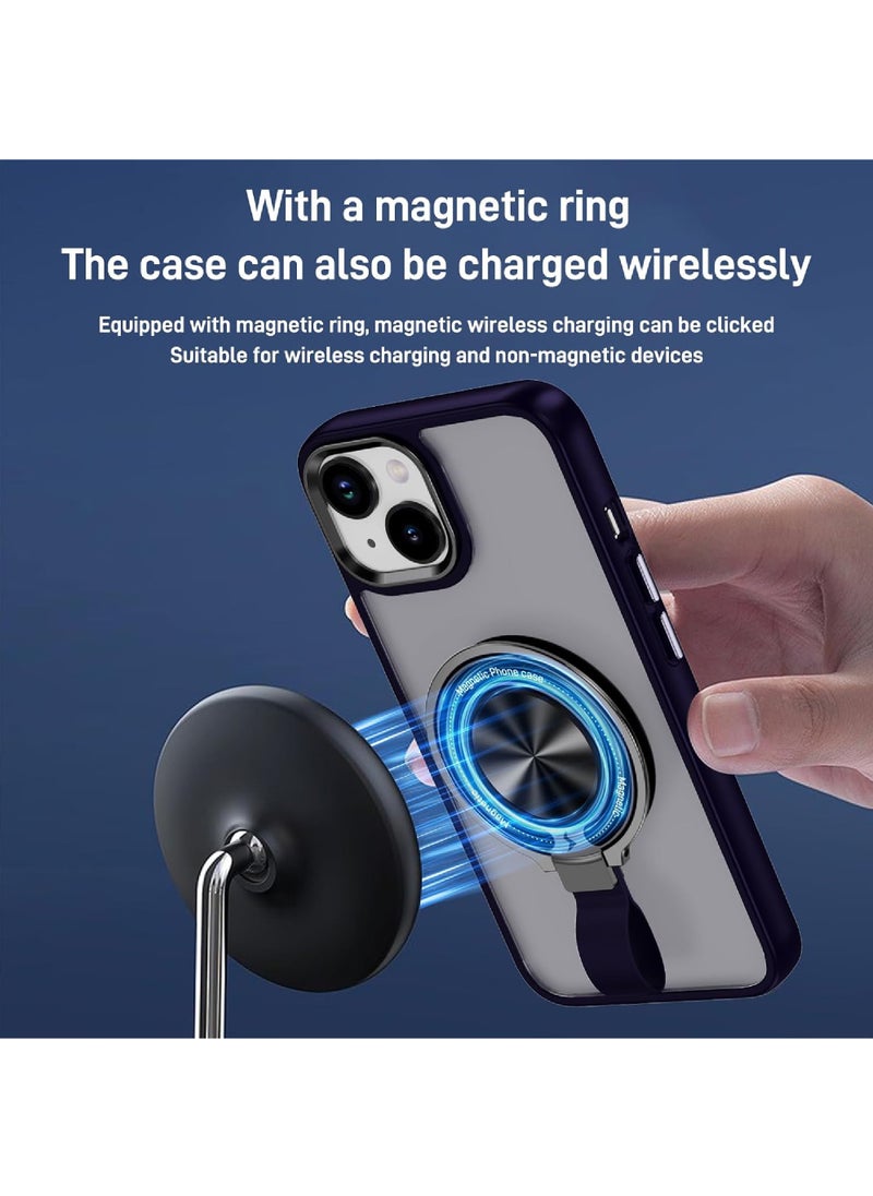 Rock Pow - For iPhone 15 Magnetic Ring Case [Compatible with MagSafe Charging] 360° Rotatable Grip Holder Kickstand Slim fit Non-Slip Shockproof Phone Case for iPhone 15 6.1'' - Image 1