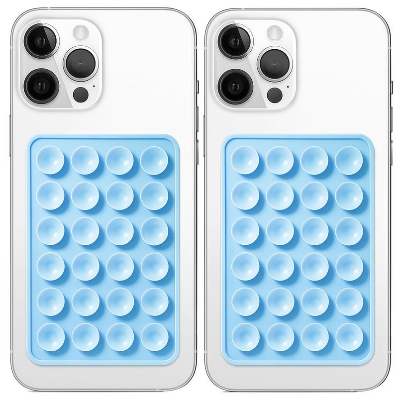 Galundge Anteel 2 Pack Silicone Suction Phone Case Mount, Non Slip Sticky Grip for Cellphone, Silicon Adhesive Suction Cup Mount, Strong Grip Holder for Selfies and Videos (Baby Blue) - Image 1