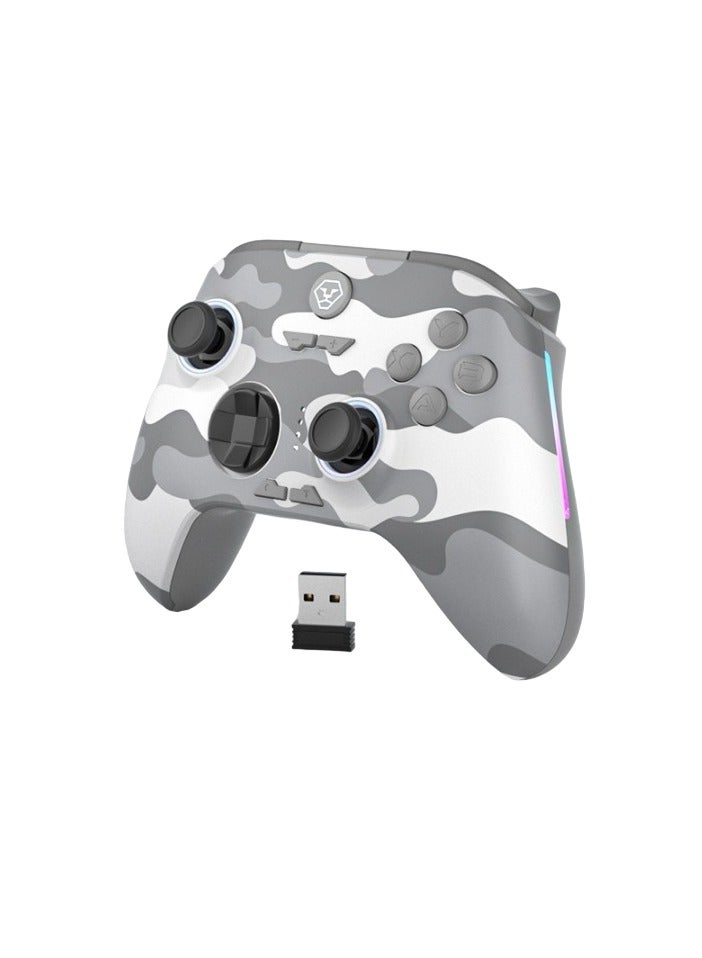 AOLION Wireless Bluetooth Controller, Hall Linear Trigger Gamepad Controller, Compact Portable Gaming Joystick, Comfortable Grip Gamepad With RGB Lightening , (1pc, Grey, Dual Hall Plus Receiver)  - Image 1