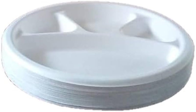 Awadh Sugarcane Biodegradable Compartment Disposable Bagasse Plate Pack of 50 Safe Convenient Hygiene Disposable Plates Sugarcane Pulp Made Bagasse Compartment Plate - Image 1