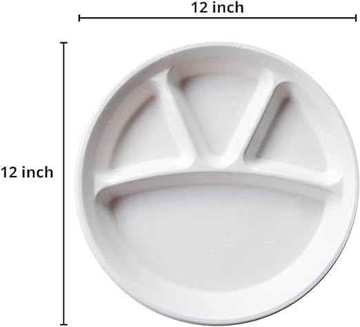 Awadh Sugarcane Biodegradable Compartment Disposable Bagasse Plate Pack of 50 Safe Convenient Hygiene Disposable Plates Sugarcane Pulp Made Bagasse Compartment Plate - Image 3