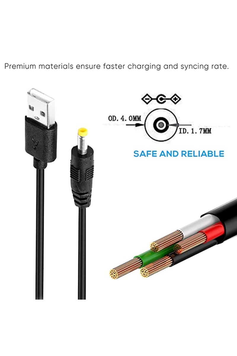 الكابل المرفق هو كابل شاحن طاقة من نوع 1 متر 5 فولت USB A إلى تيار مستمر (DC)، مصمم خصيصًا لأجهزة سوني PSP 1000 و2000 و3000. يعمل هذا الكابل كبديل لسلك الطاقة الأصلي، حيث يتصل عبر مقبس برميل (Barrel Jack) ويُعد من ملحقات الاستبدال المناسبة. - Image 3