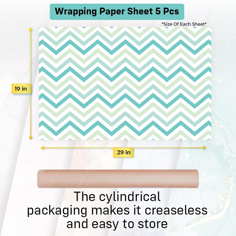Party Propz Party Propz Gift Wrapping Paper- Pack of 5Pcs Gift Wrapping Paper Sheets | Gift Paper Sheets | Gift Wrapping Paper Roll | Packing Paper for Gift Wrap | Gift Wrapping Material | Packing Paper for Gifts - Image 2