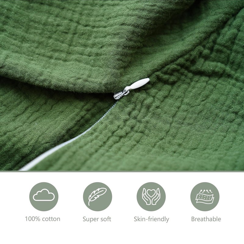 Coreeky Muslin Nursing Pillow Covers 2 Pack Soft  Adorable Slipcovers with Zipper Closure 100 Cotton Covers for Breastfeeding Pillows Leaf Green - Image 5