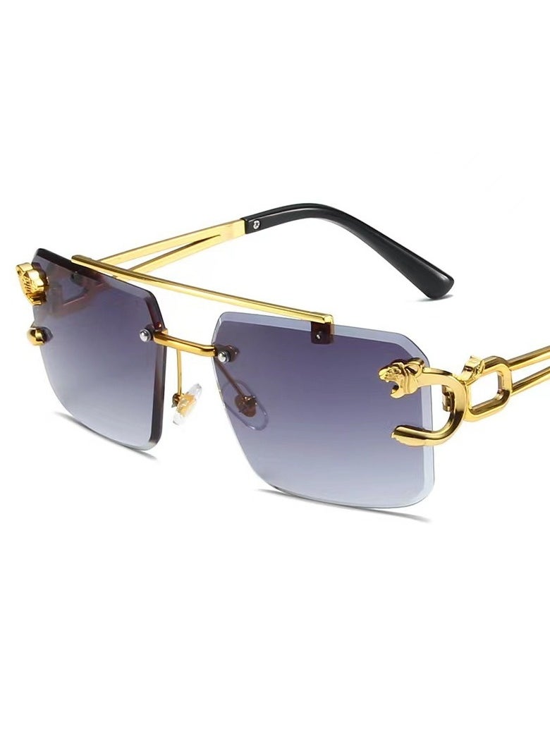 General Frameless sunglasses Square fashion sunglasses Colored lenses Leopard head fashion trimmed sunglasses for men and women Metal frameless Rectangular Y2K glasses UV400  - Image 1